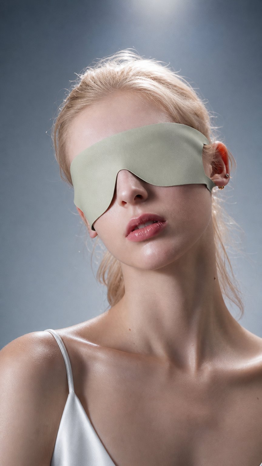 AI product shot of THE SLEEP FILE · Zero Pressure Sleep Mask