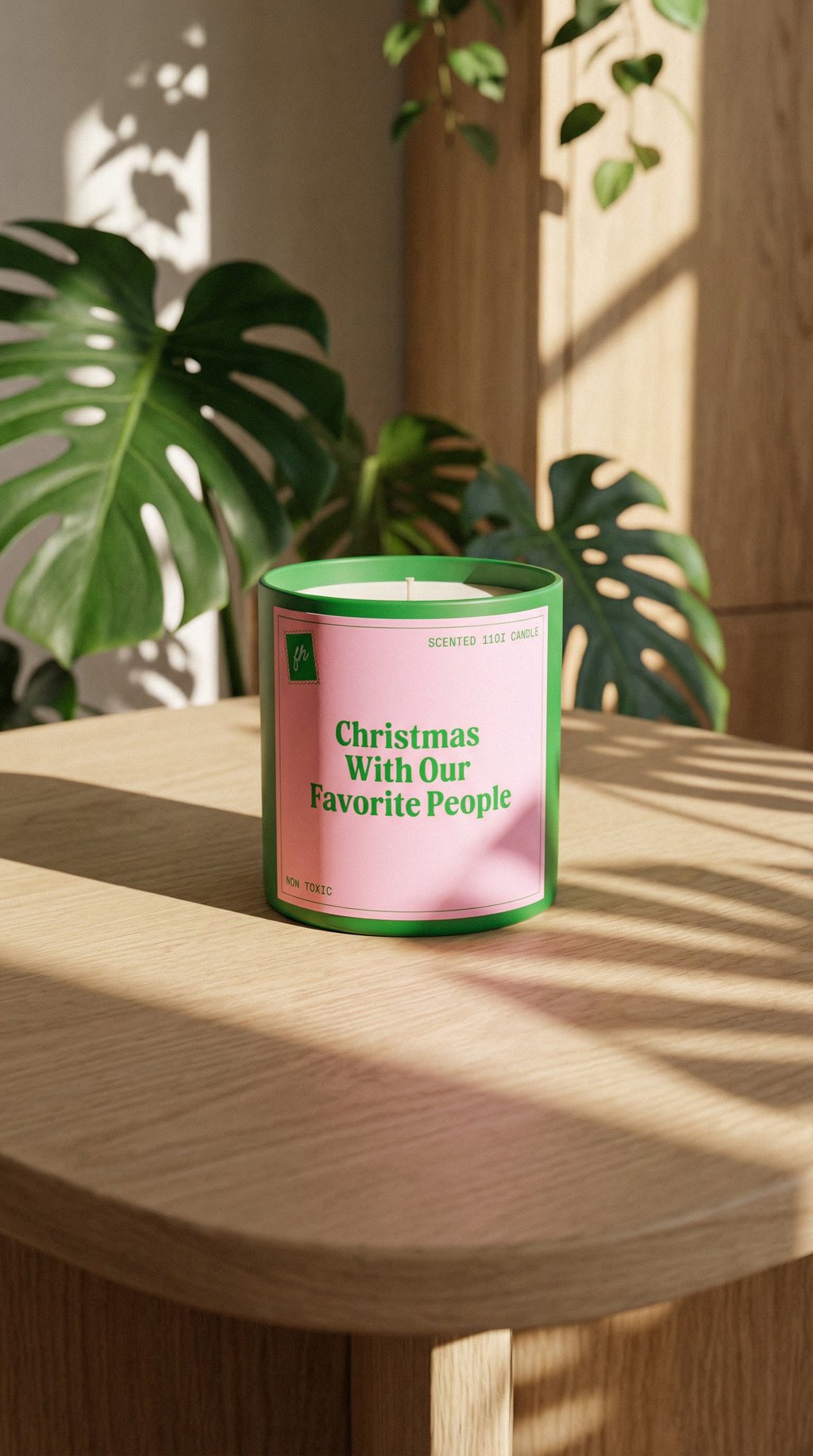 AI product shot of Christmas With Our Favorite People Candle | Glass 11oz, Scented