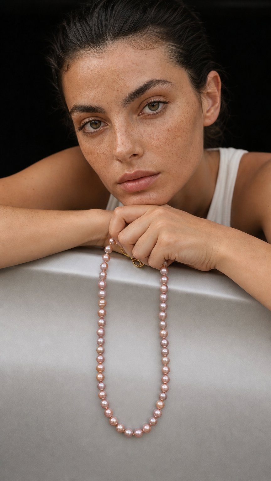 AI product shot of N-002 | Natural Candy Baroque Pearl Necklace (11.7mm)