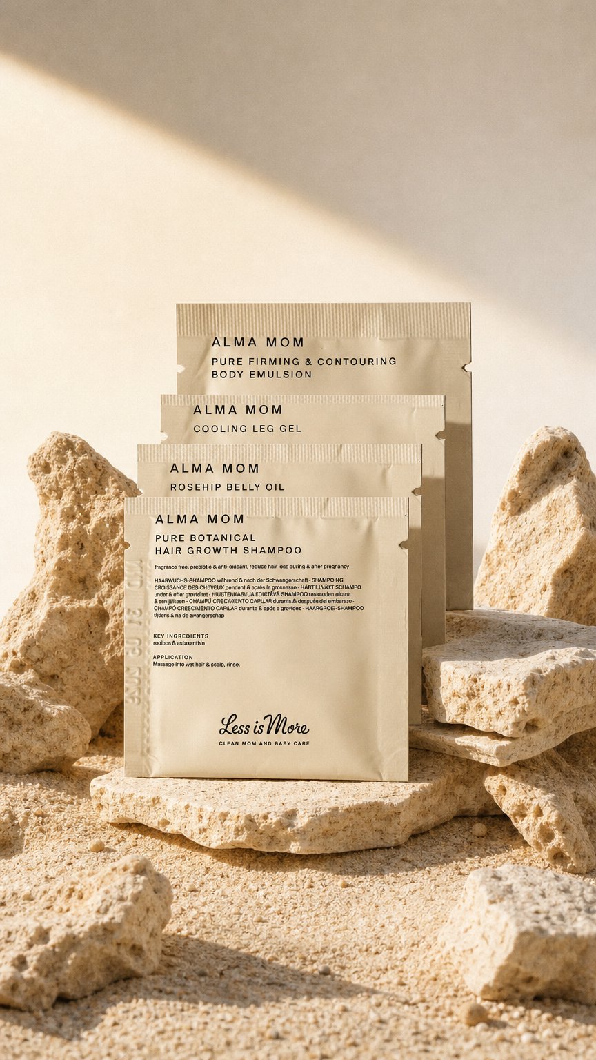 AI product shot of Sachets ALMA MOM