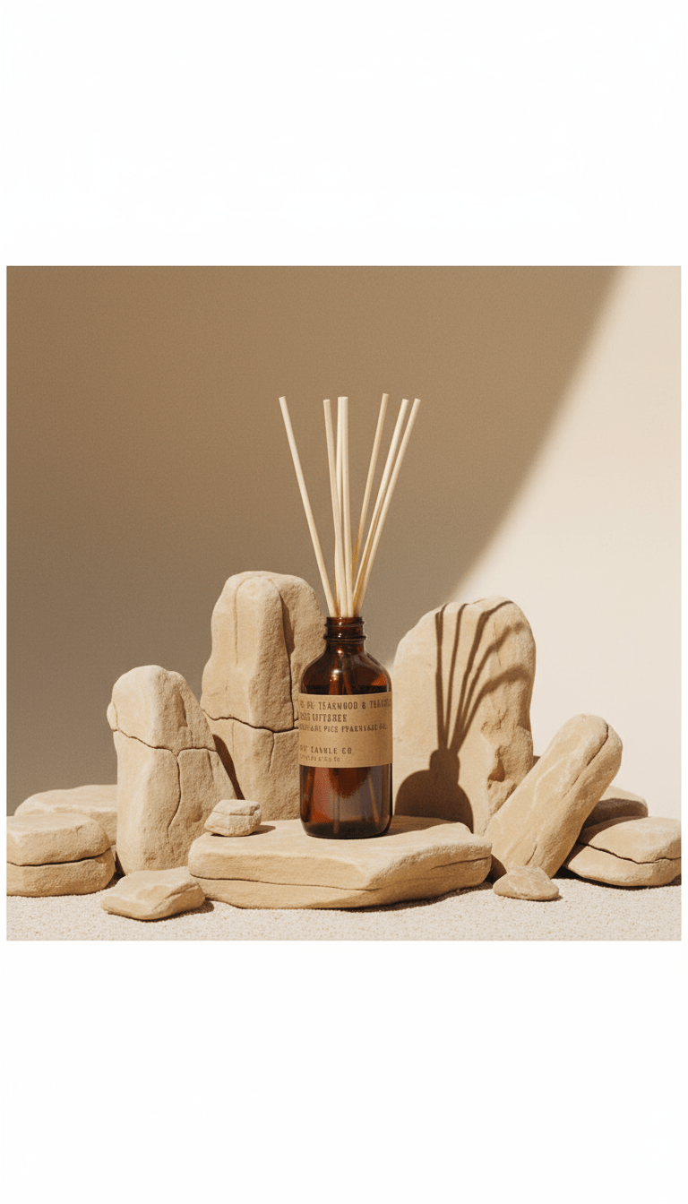 AI product shot of Teakwood & Tobacco Reed Diffuser