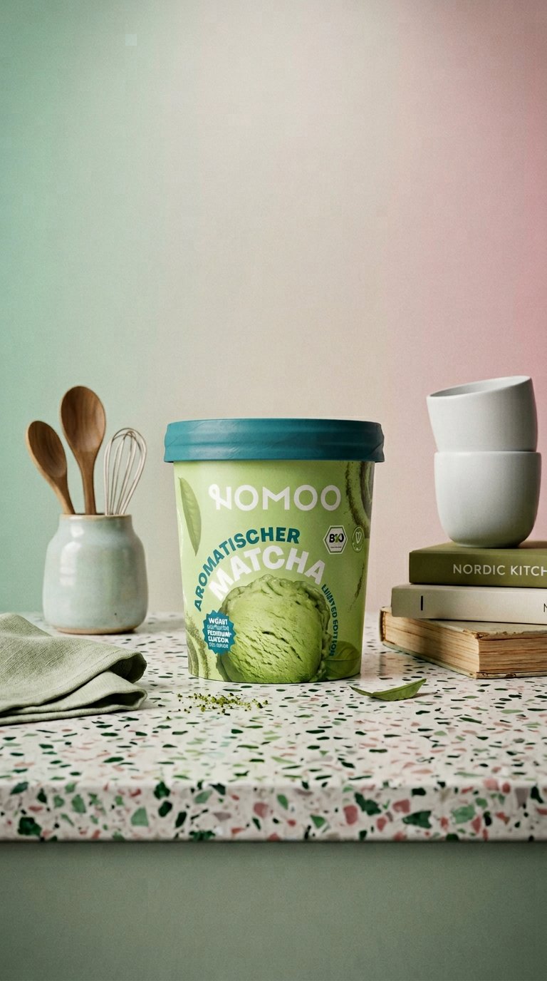 AI product shot of Nomoo Aromatischer Matcha Bio (vegan)