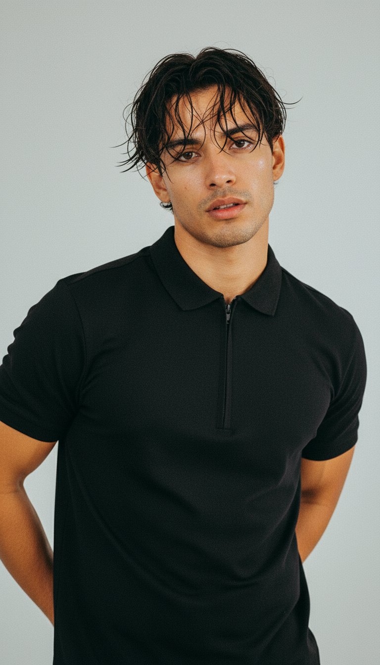 AI product shot of Core Zipper Polo T-shirt