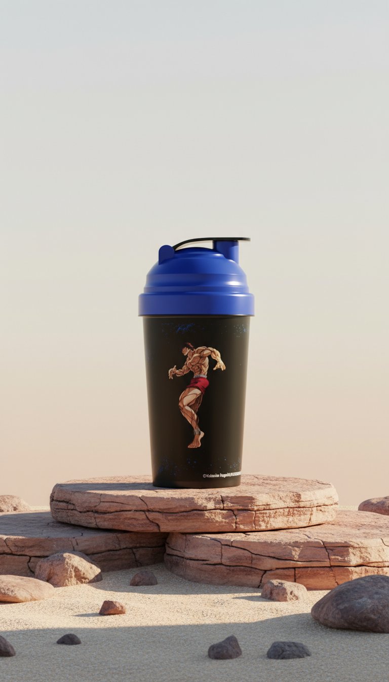 AI product shot of Baki Blue Shaker