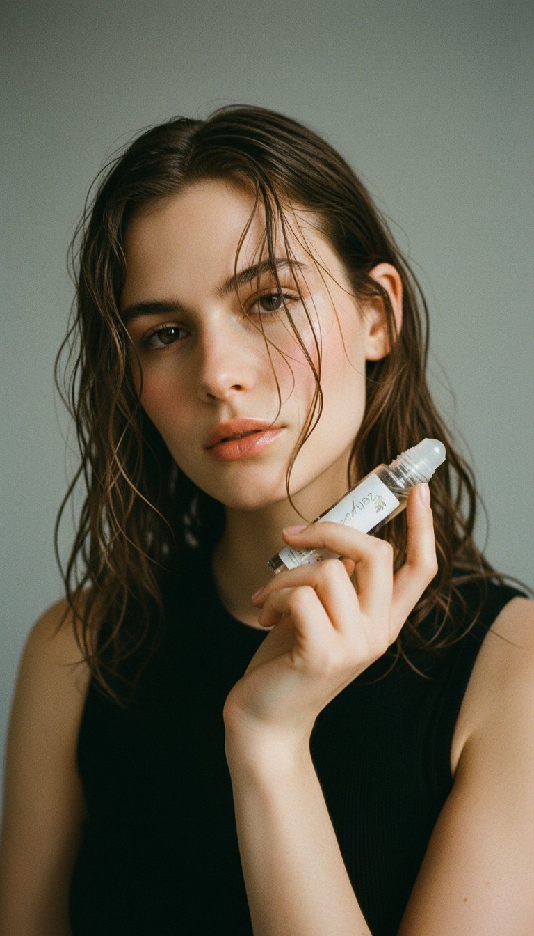 AI product shot of CLEAN LUXURY ESSENTIAL OIL ROLL-ON - DIVINE LOVE