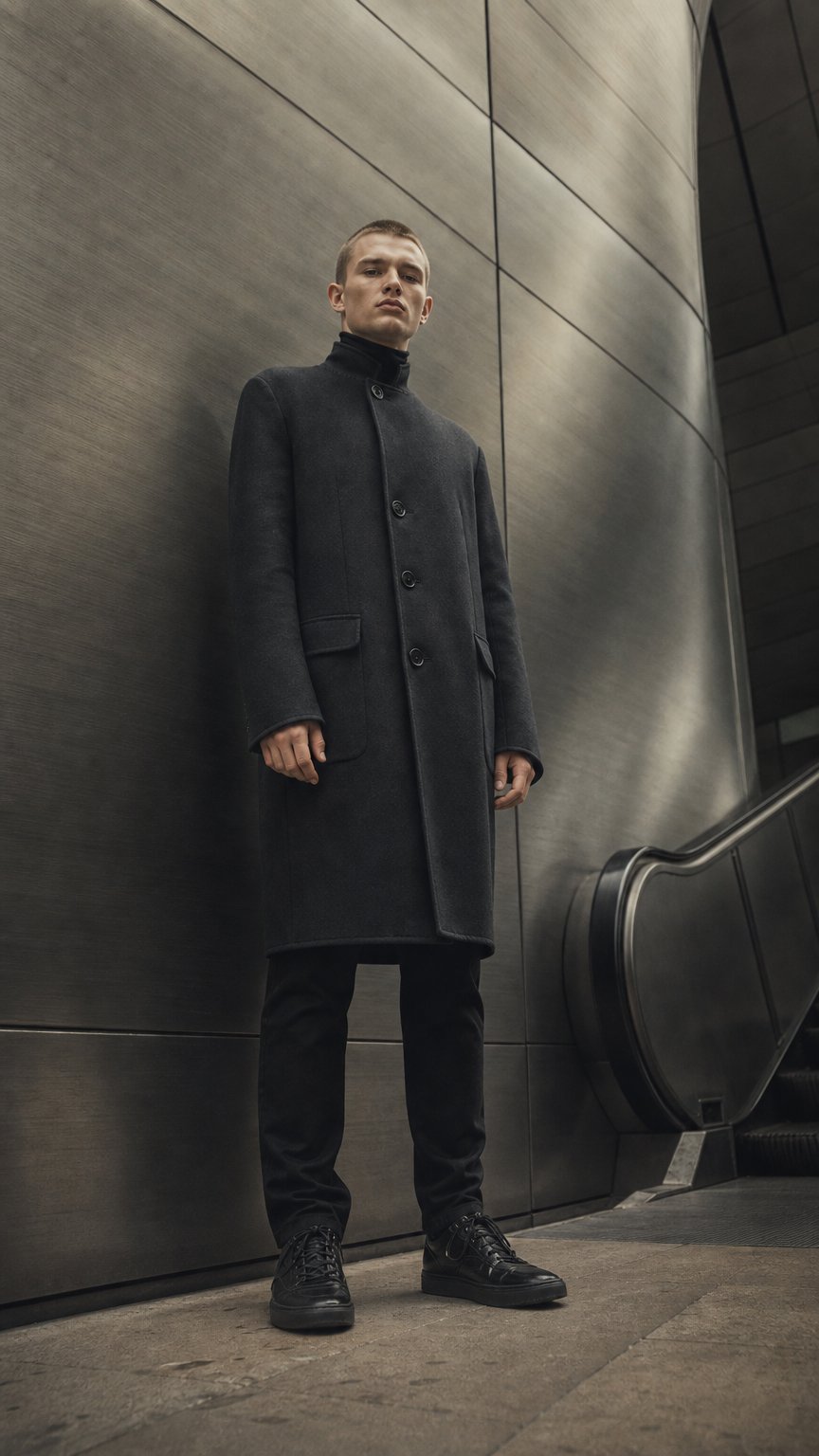 AI product shot of CONDOR COAT black