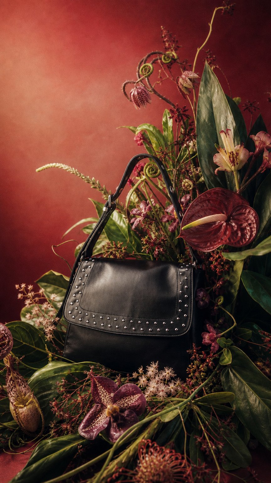 AI product shot of La Cassetta in Nappa with Micro-Studs - Black