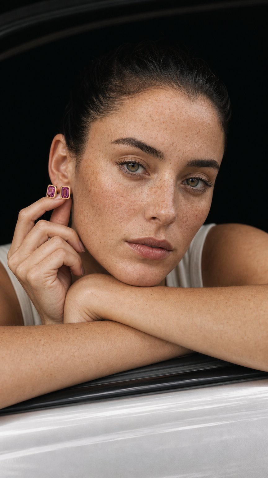 AI product shot of Venus Pink Sapphire Earrings