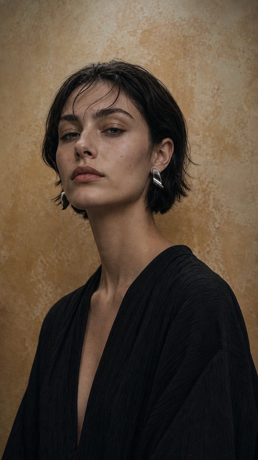 AI product shot of Givenchy 1976 Sculptural Silver Tone Clip-On Earrings