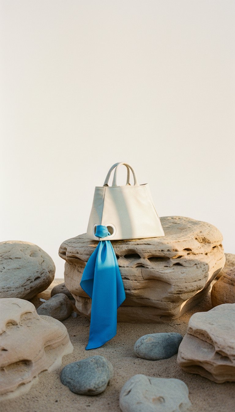 AI product shot of Off White Leather Bag