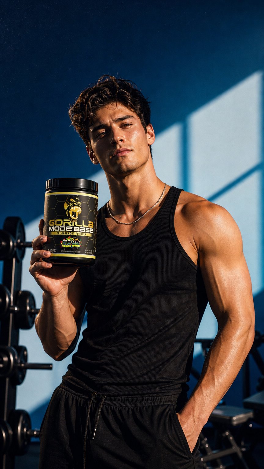 AI product shot of Gorilla Mode Base – Advanced Pre-Workout Performance Formula