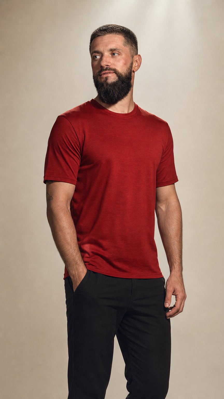 AI product shot of Merino T-Shirt - NOTUS - 100% Merinowolle