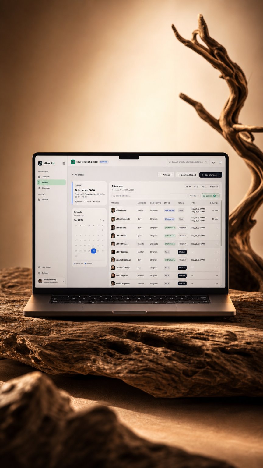 AI product shot of Attenditai Attendance Tracking Software