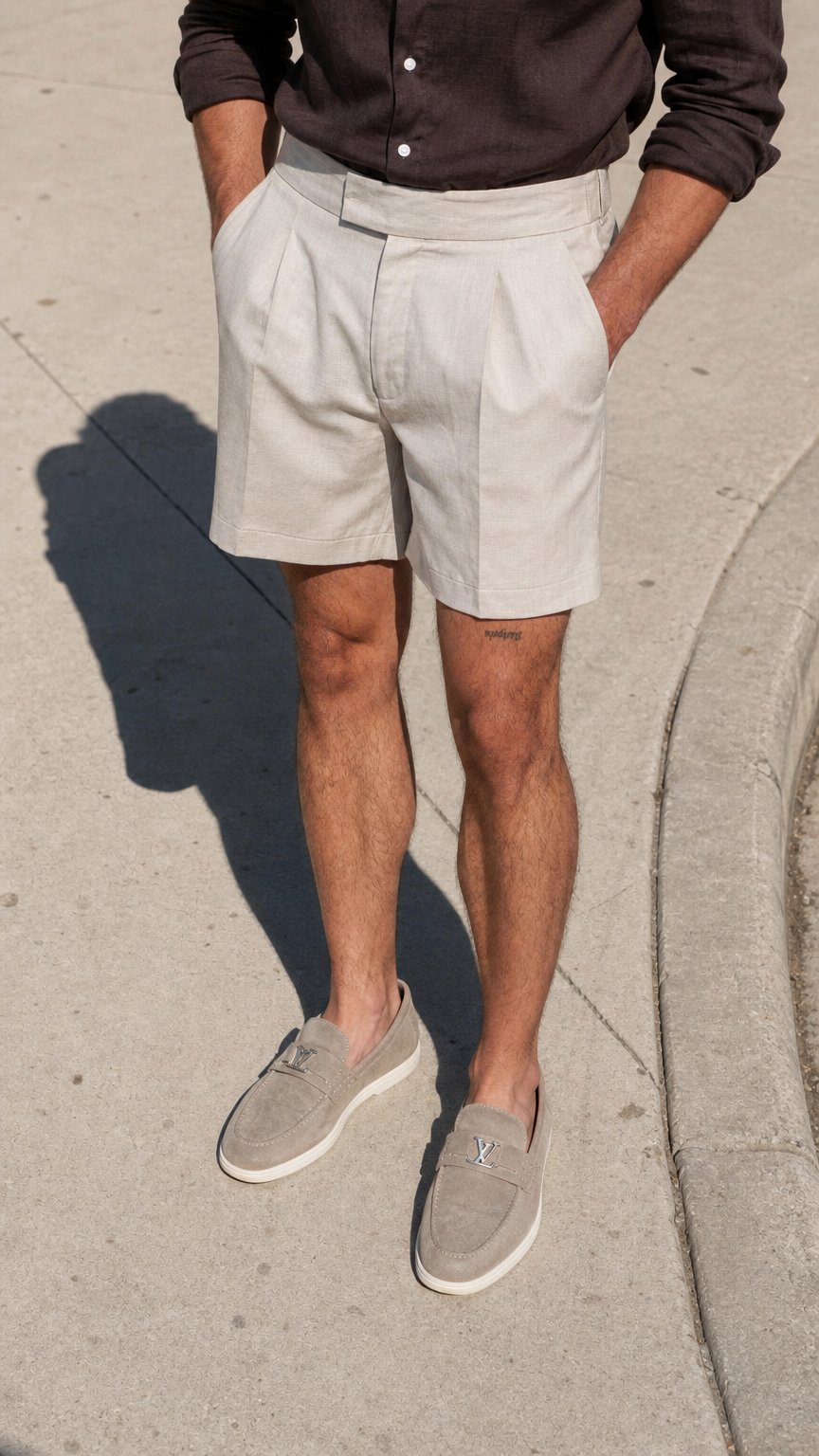 AI product shot of Linen Tailored Shorts