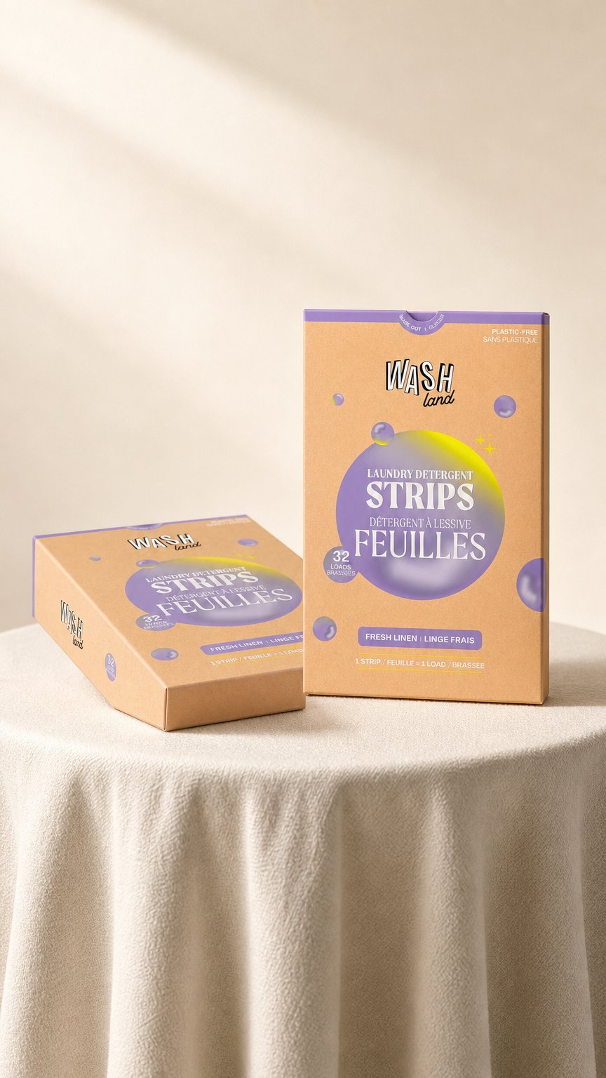 AI product shot of Laundry Detergent Strips 2.0 (Fresh Linen)