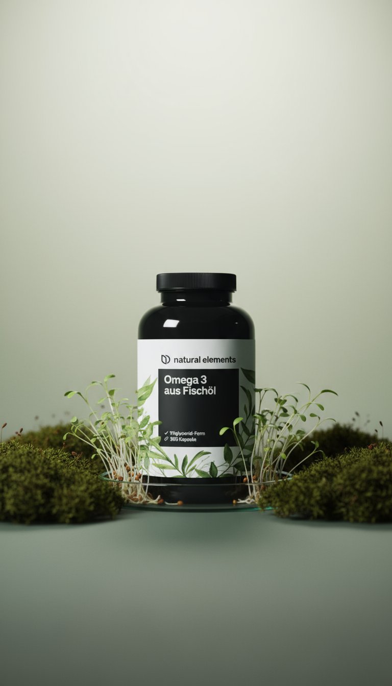 AI product shot of Omega 3 Fischöl Kapseln
