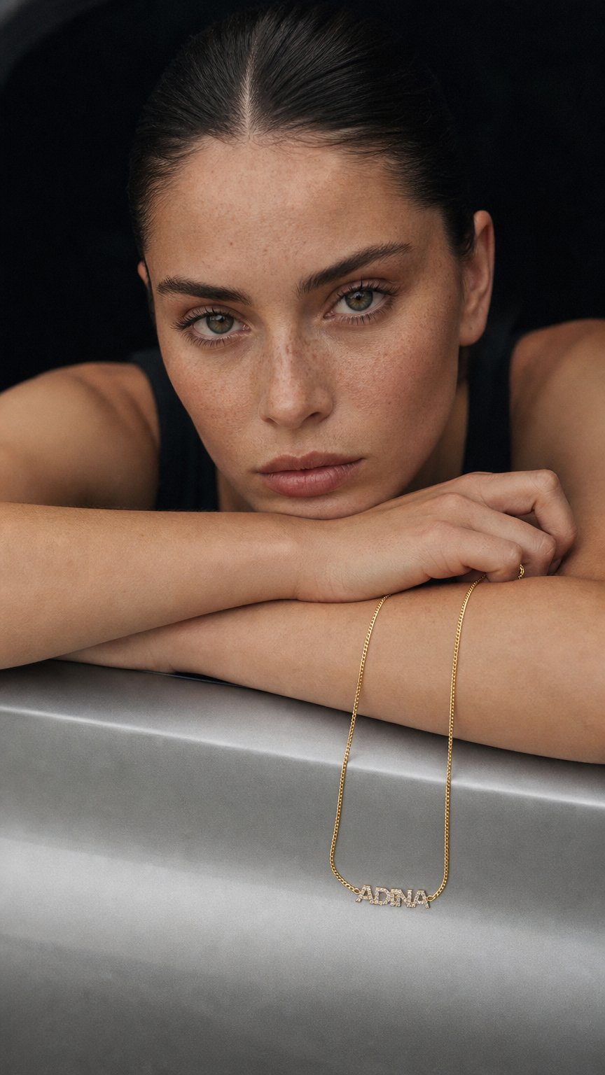 AI product shot of Pavé Nameplate Choker