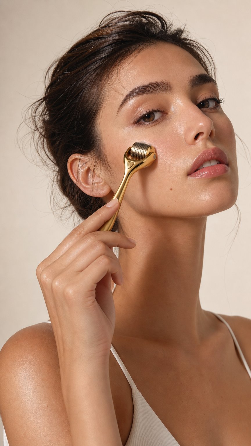 AI product shot of Gold Derma Roller