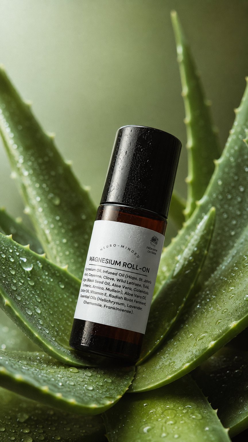 AI product shot of Neuro-minded Magnesium Roll-on