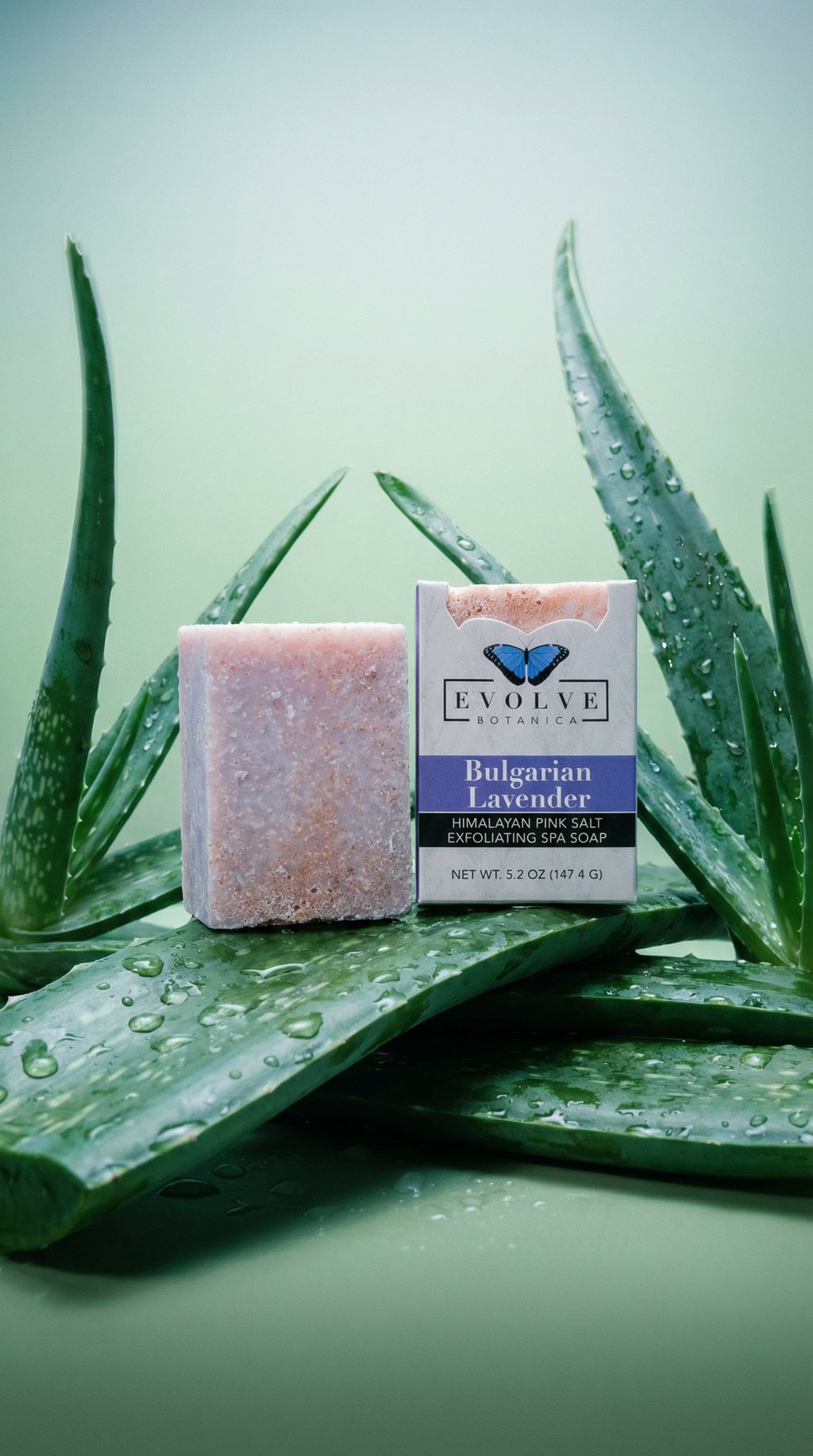 AI product shot of Specialty Soap - Bulgarian Lavender Salt Bar
