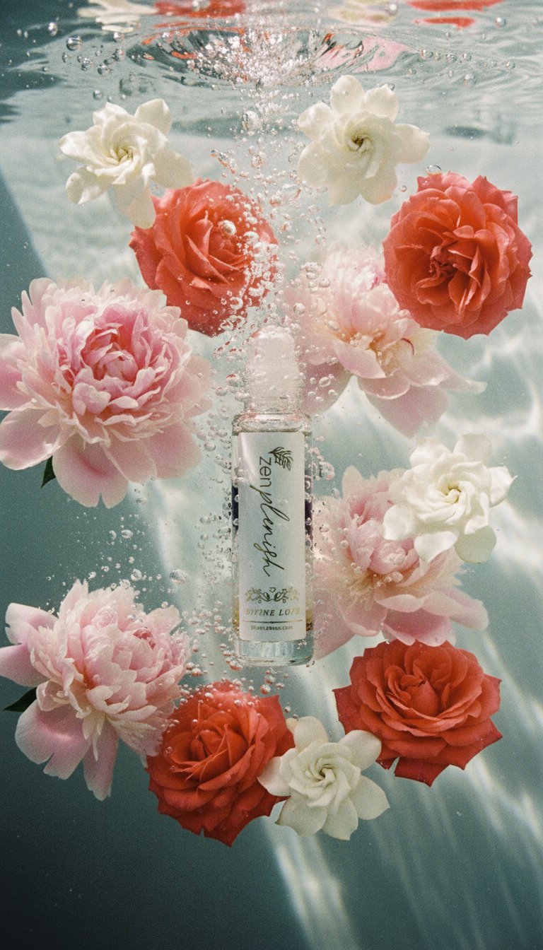 AI product shot of CLEAN LUXURY ESSENTIAL OIL ROLL-ON - DIVINE LOVE