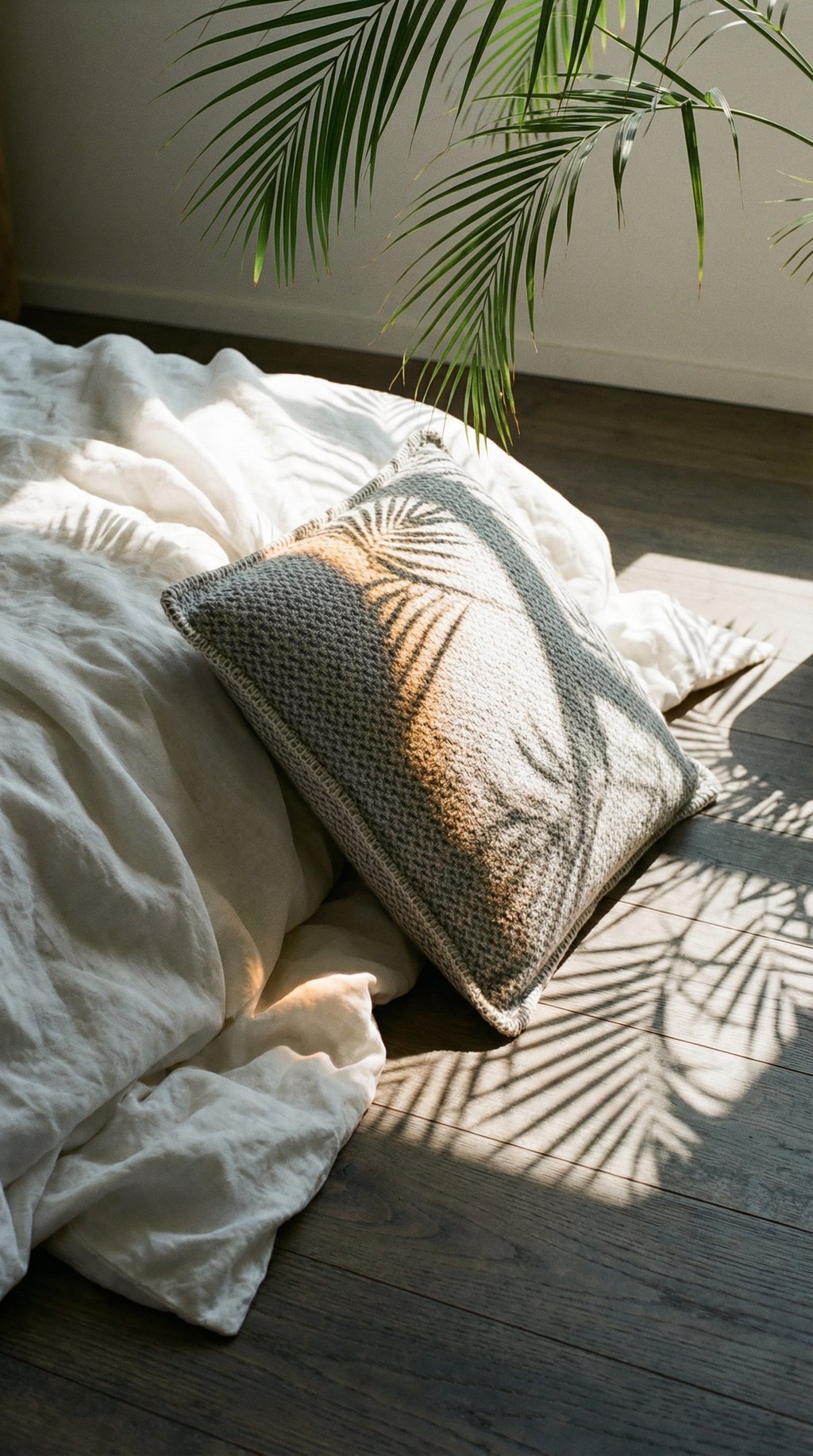AI product shot of Dakota Wollkissen, 50 x 50 cm - Grau, Taupe & Creme