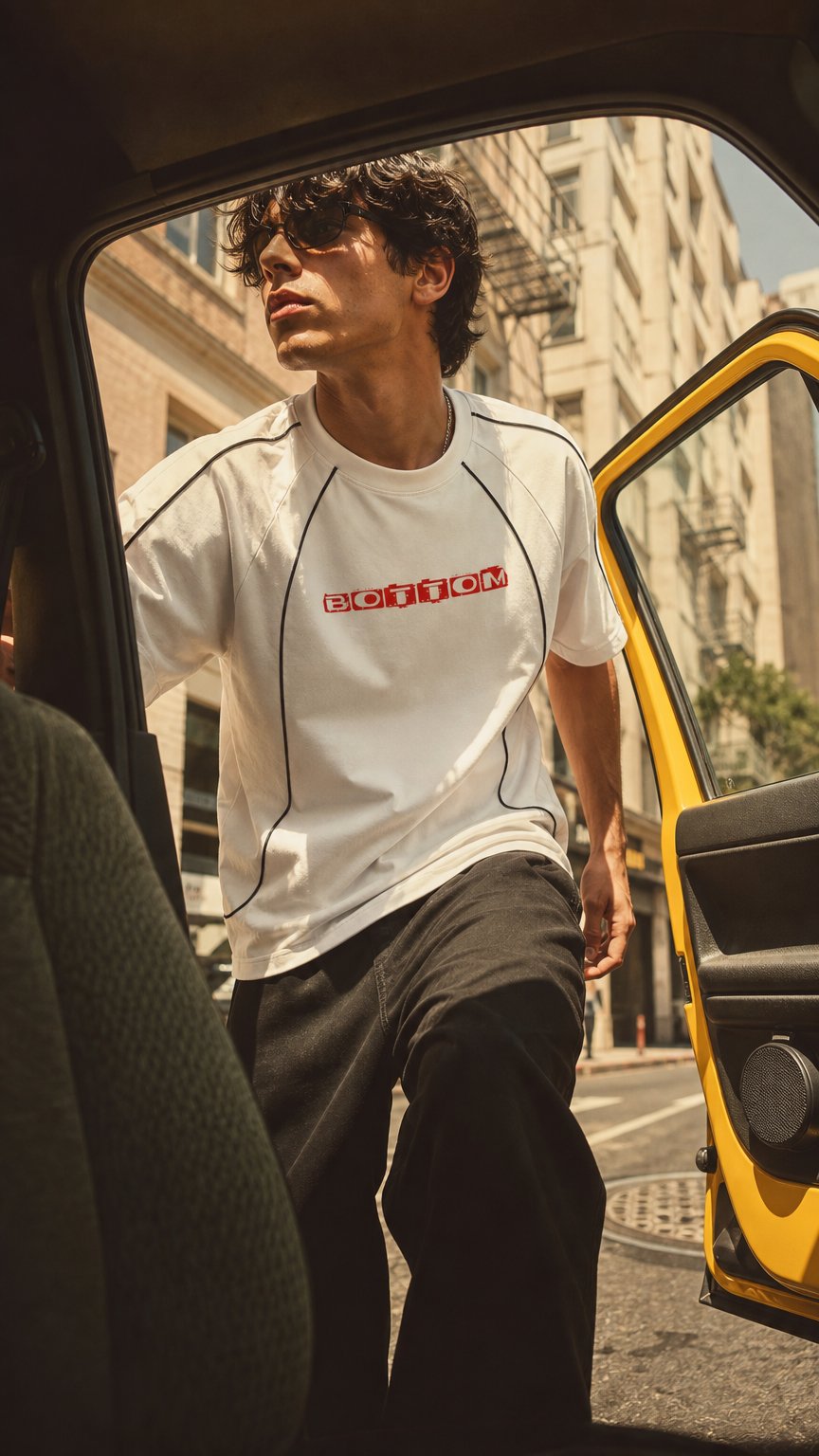 AI product shot of Bottom Contrast Stitch Raglan T-Shirt Skater Style