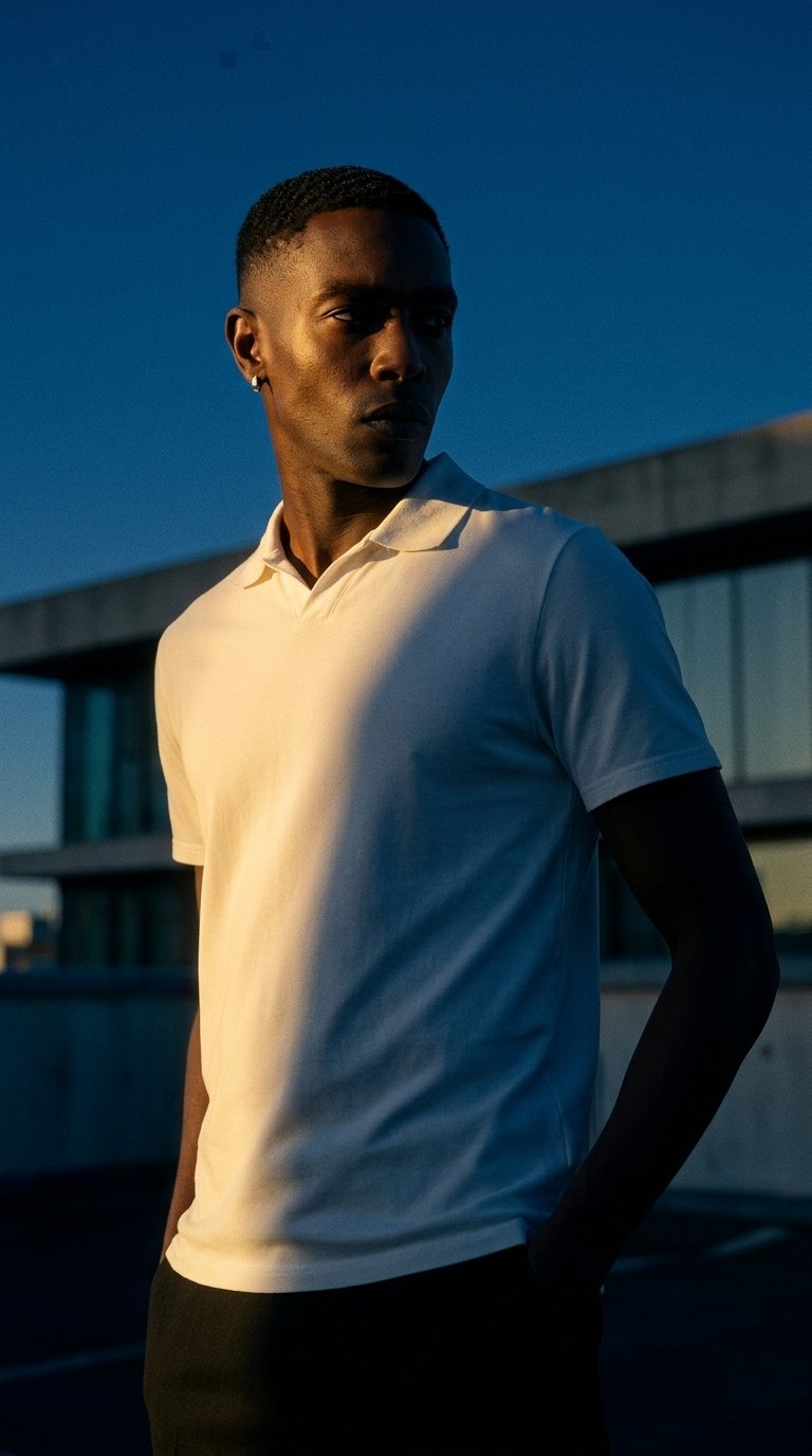 AI product shot of Stretch Cotton Polo T-Shirt