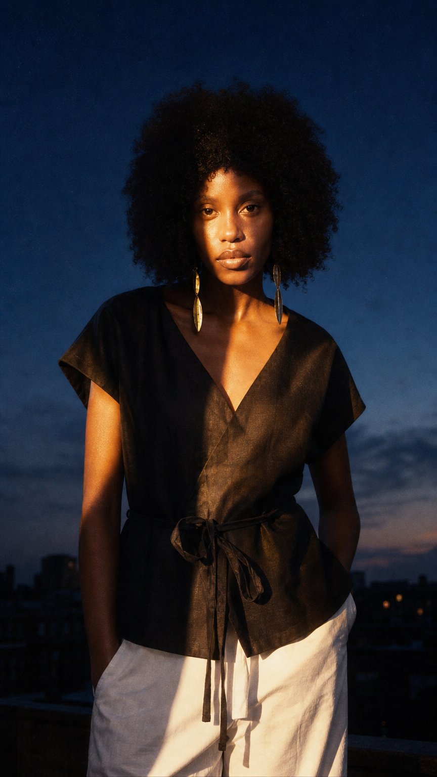 AI product shot of Asili Wrap Top - Black