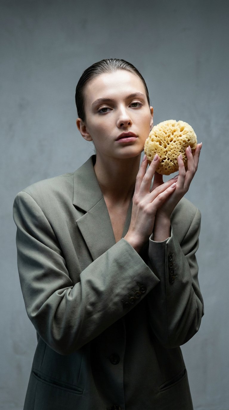 AI product shot of Fino Facial Sponge | Natural Sea Sponge for Sensitive Skin