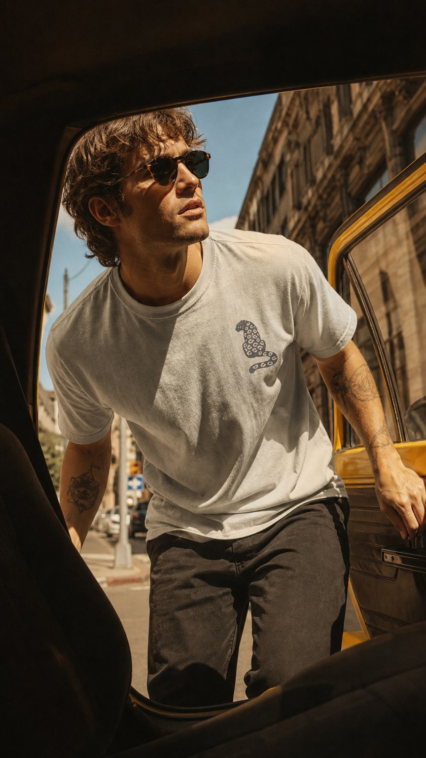 AI product shot of Wild Tee - Snow Leopard . Story