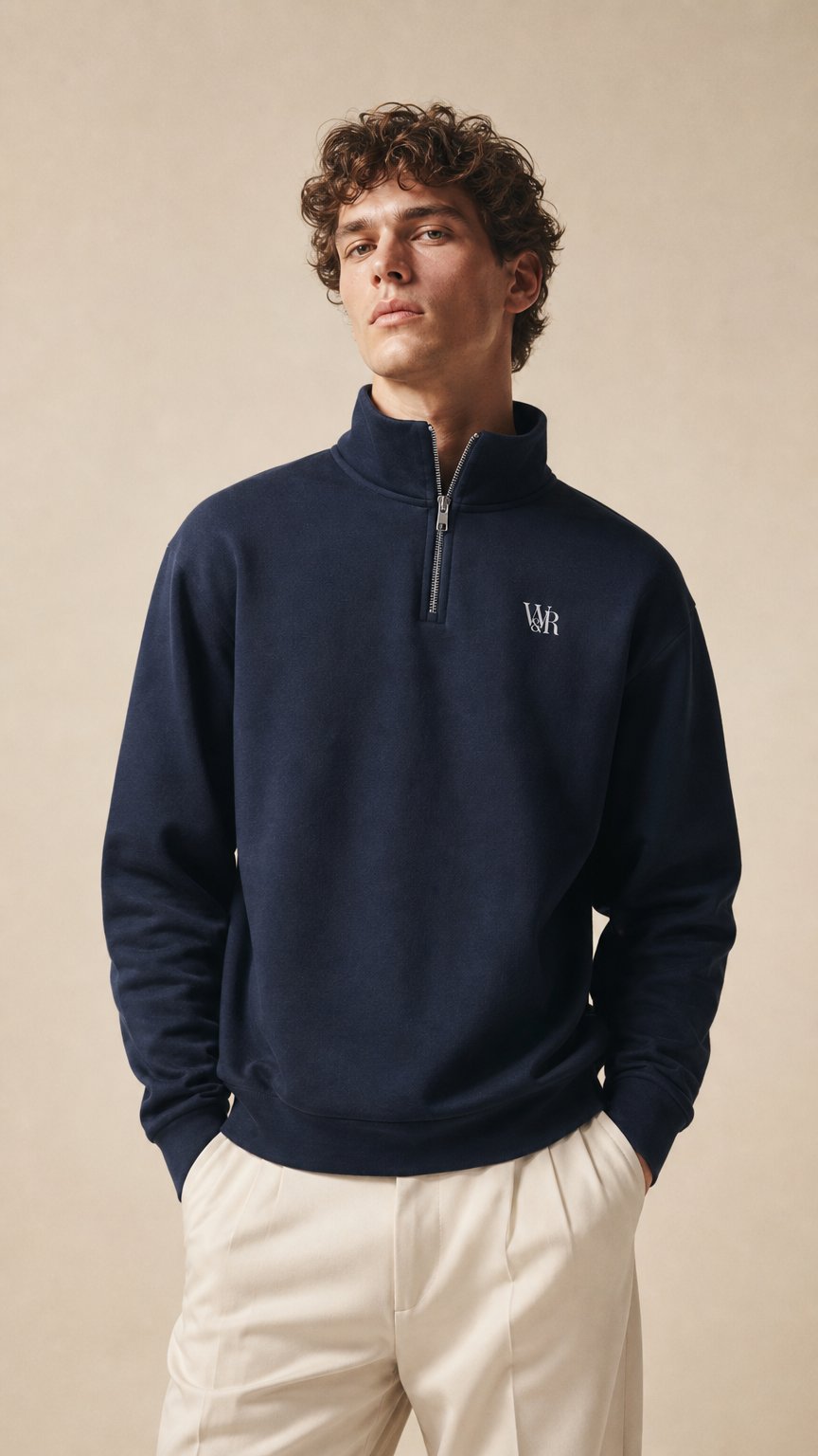 AI product shot of W&R Classic One Quarter-Zip