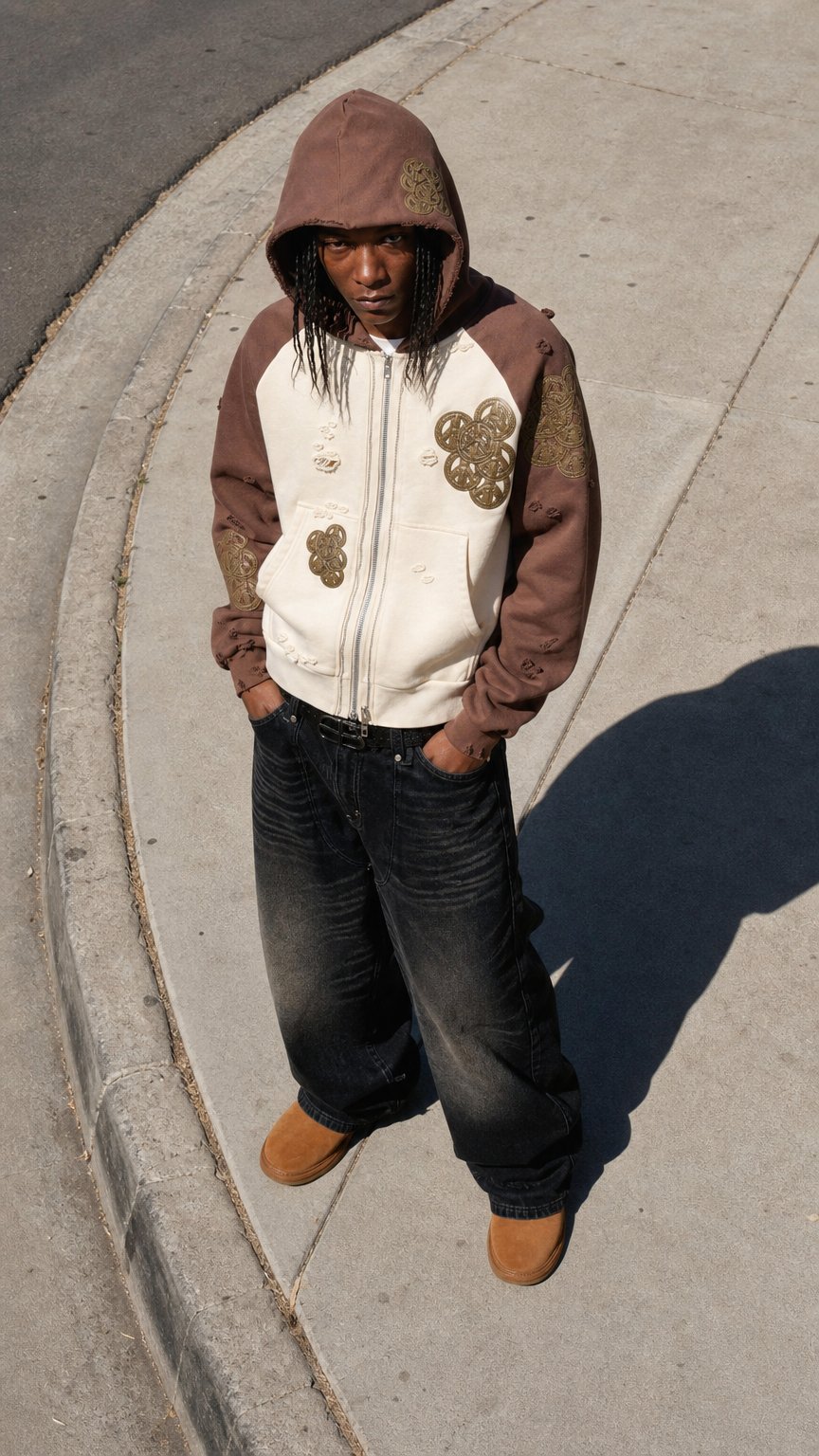 AI product shot of Peace chain hoodie