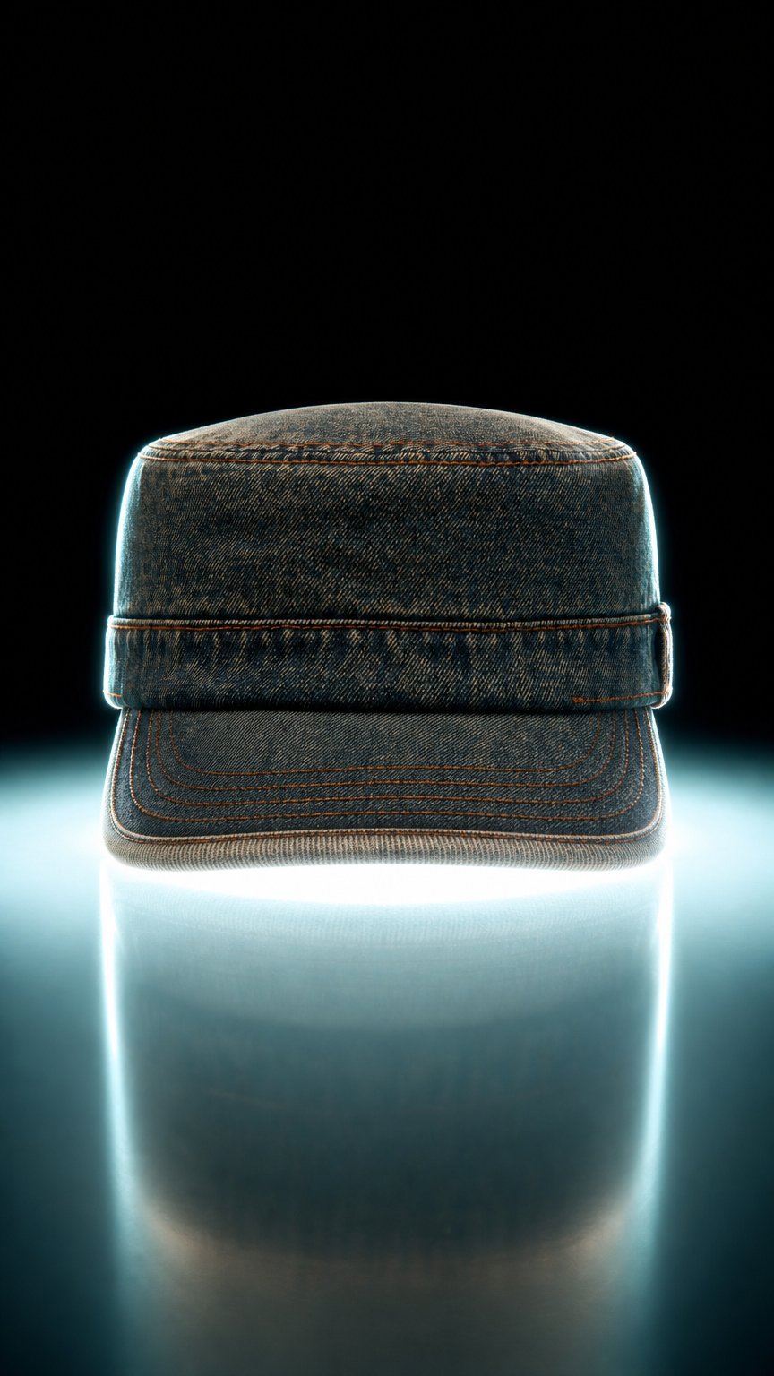 AI product shot of Denim Army Cap