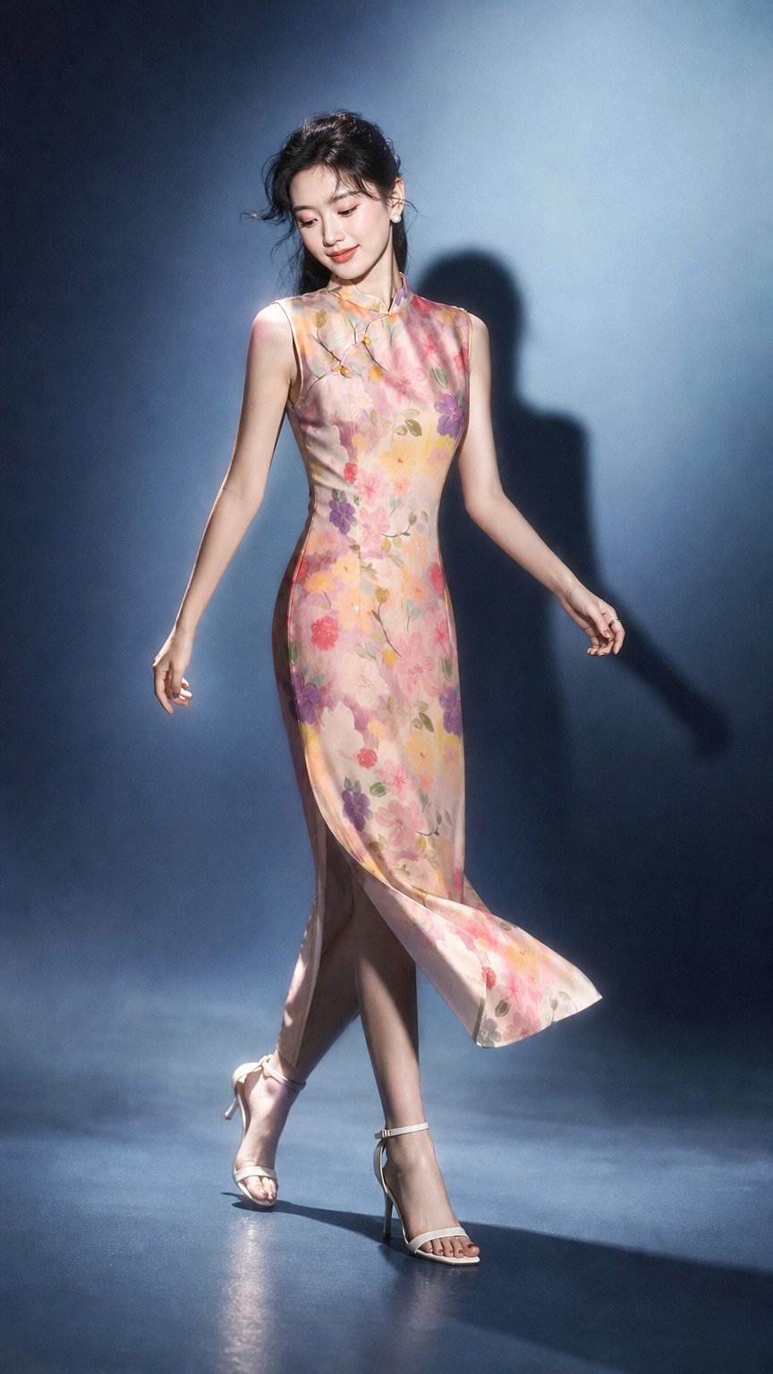 AI product shot of Marigold Melody Cheongsam