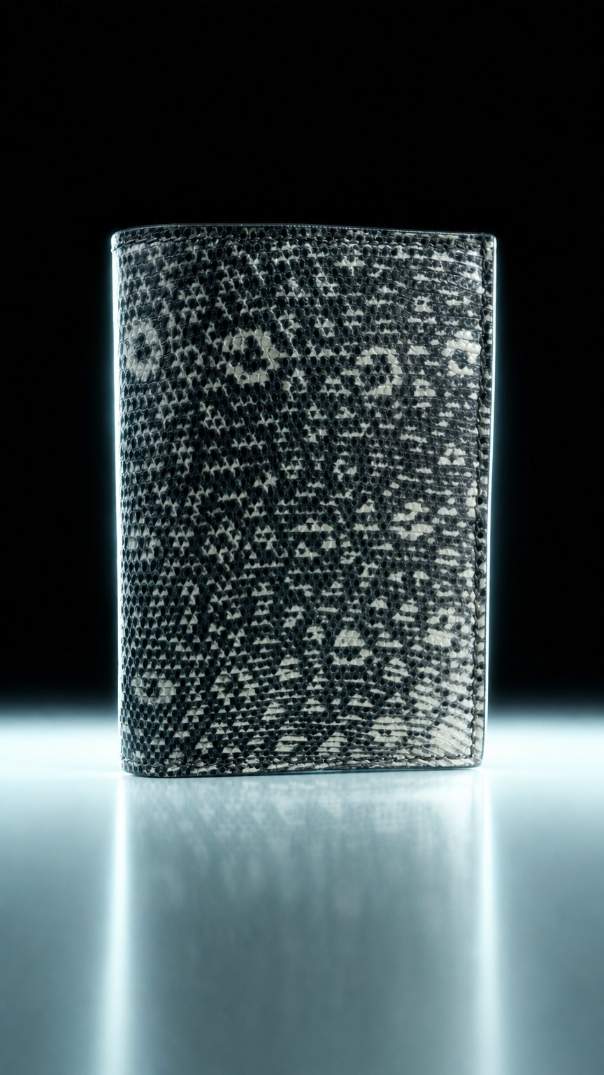 AI product shot of Lizard Leather Bid-fold Card Holder