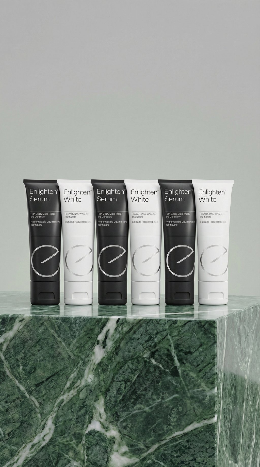AI product shot of Enlighten Duo Care Toothpaste