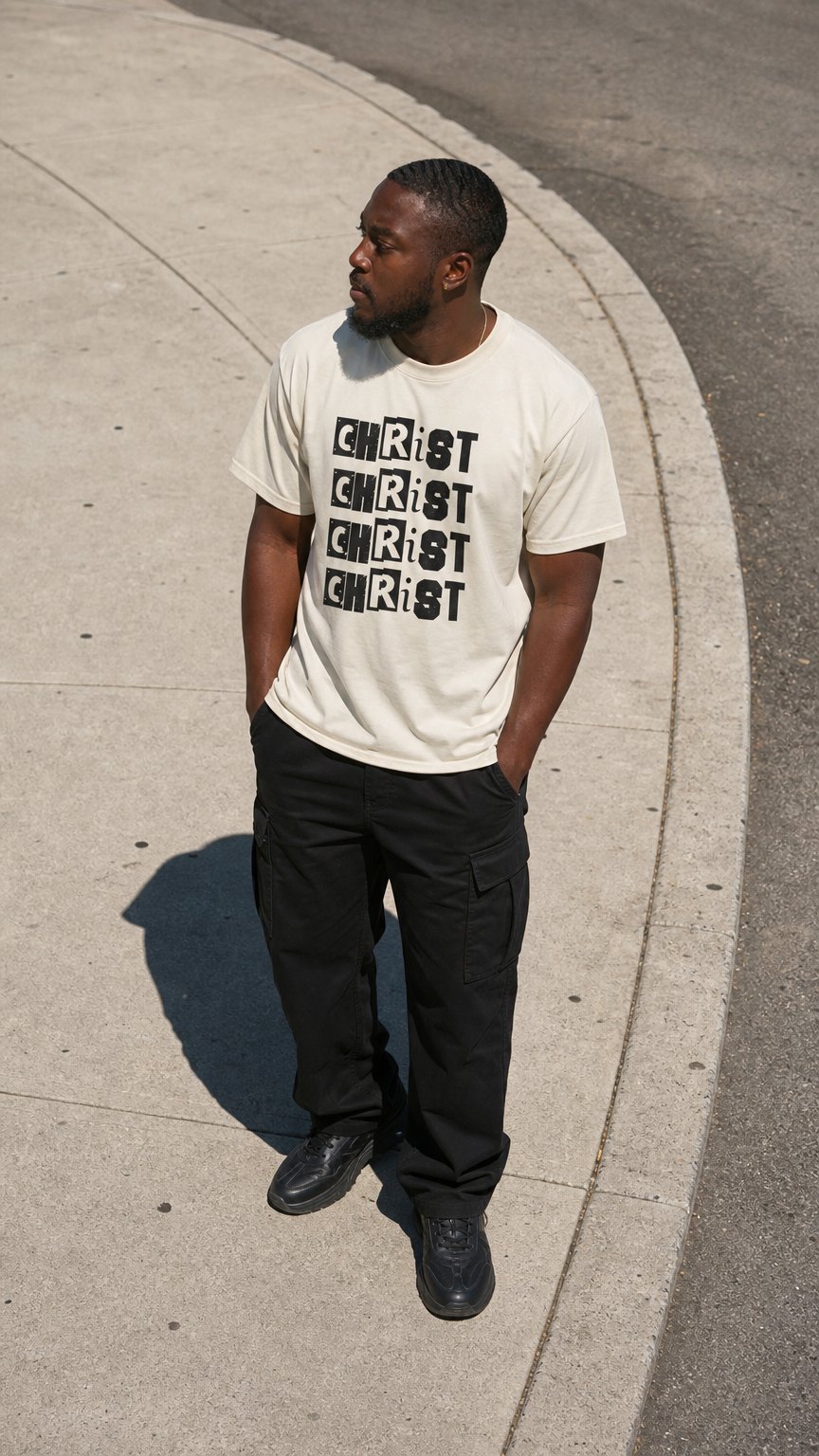 AI product shot of "Christ Christ" Tee