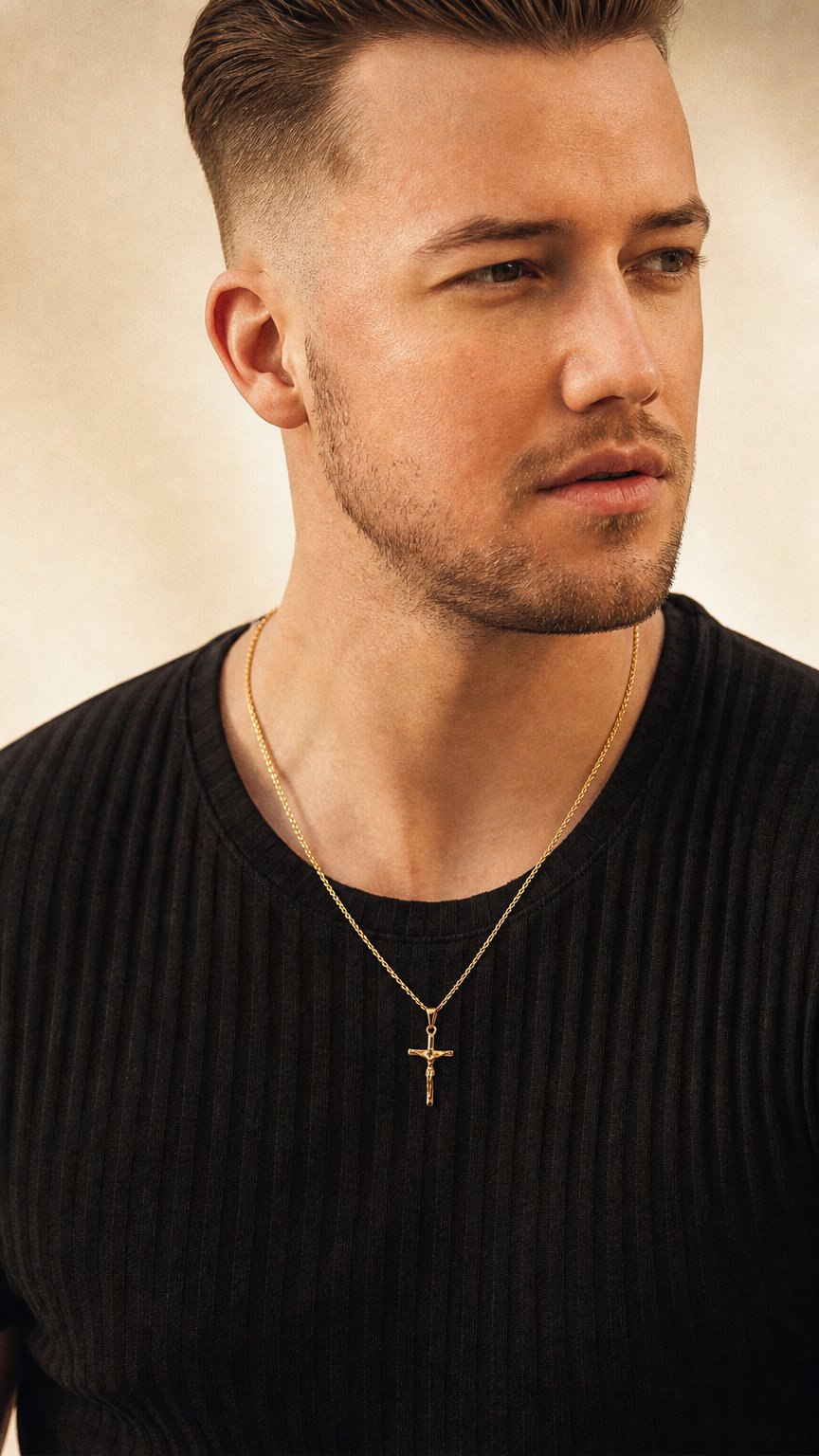 AI product shot of Crucifix Cross Pendant (Goud)
