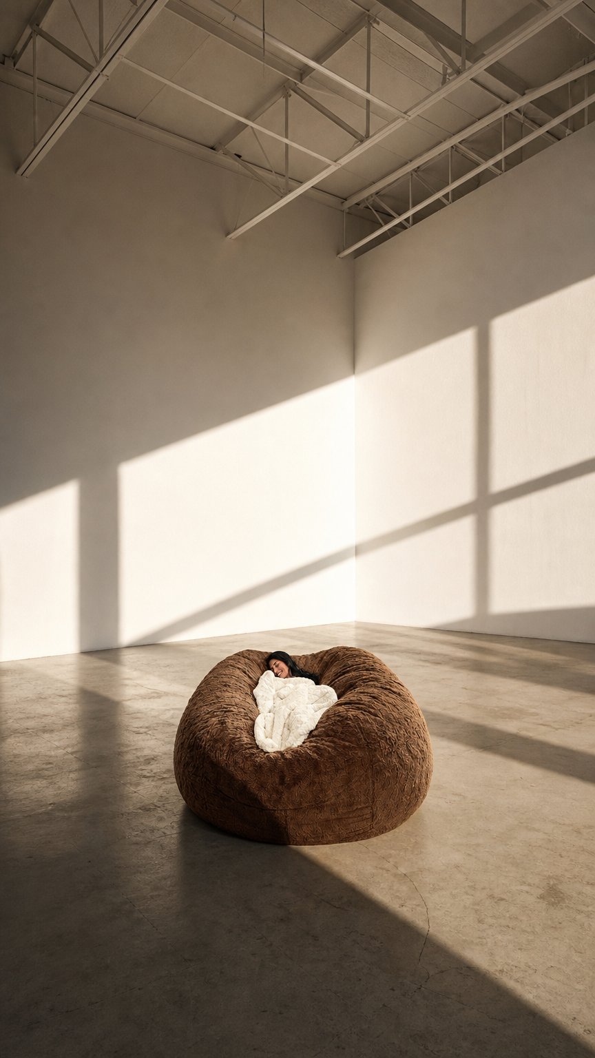 AI product shot of Giant 5ft Fluffy Faux Fur Bean Bag Cover without Filler