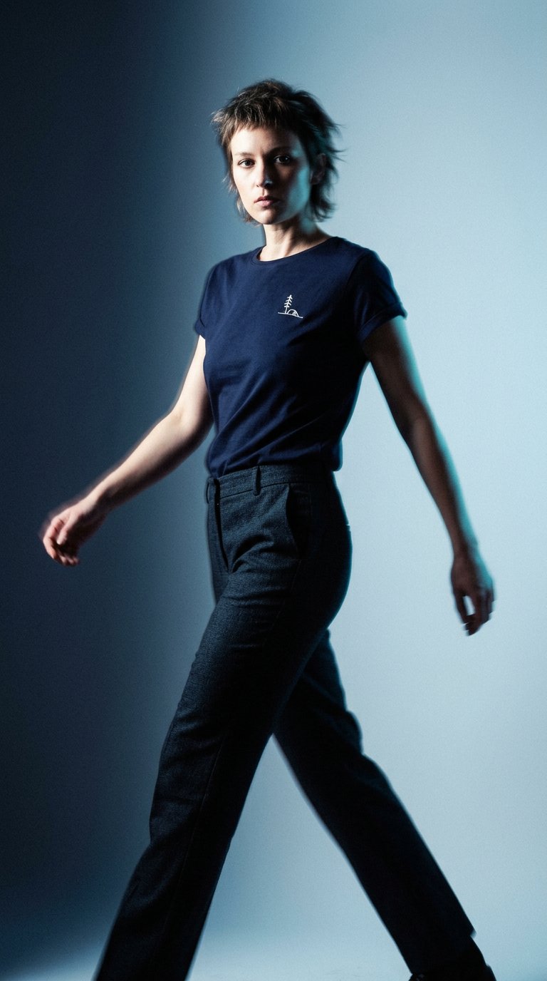 AI product shot of Shirt Me Time Freiluft Navy Bio Baumwolle