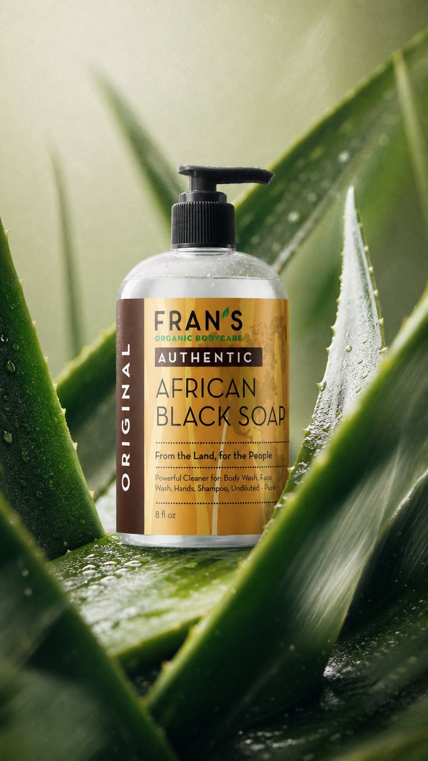 AI product shot of Liquid African Black Soap