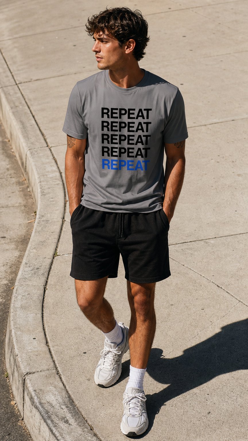 AI product shot of Repeat Stack T-Shirt