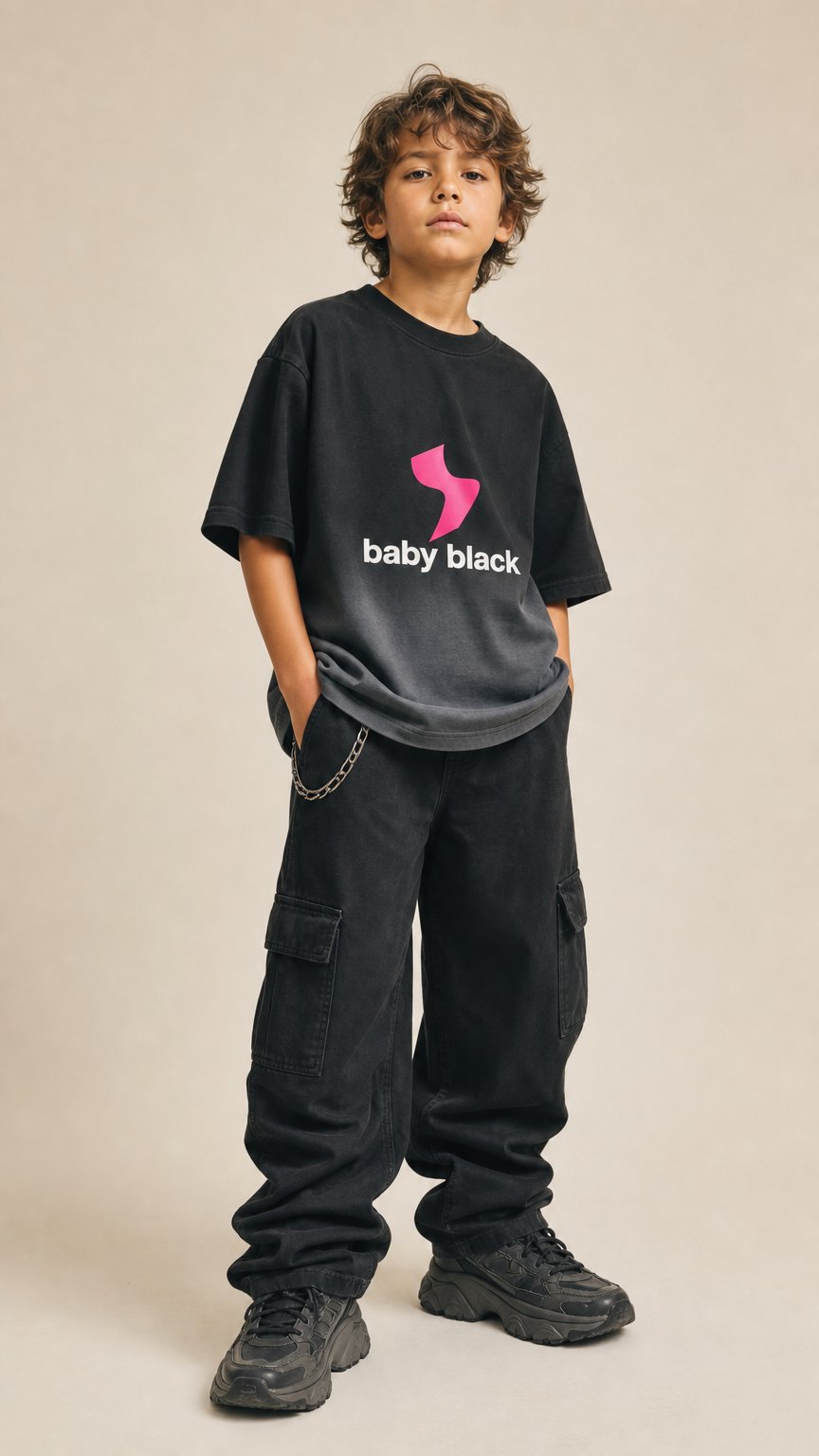 AI product shot of Baby Black Logo Tee