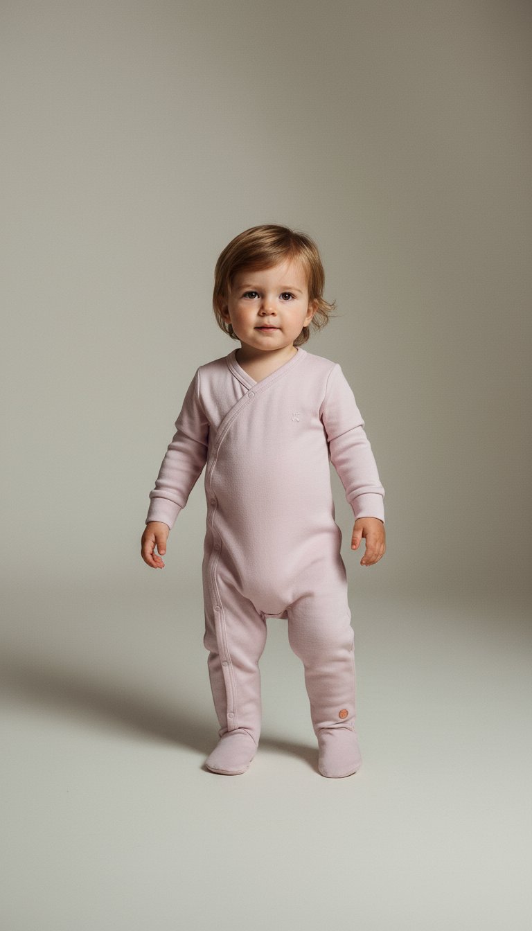 AI product shot of Onesie with feet Misty Lilac
