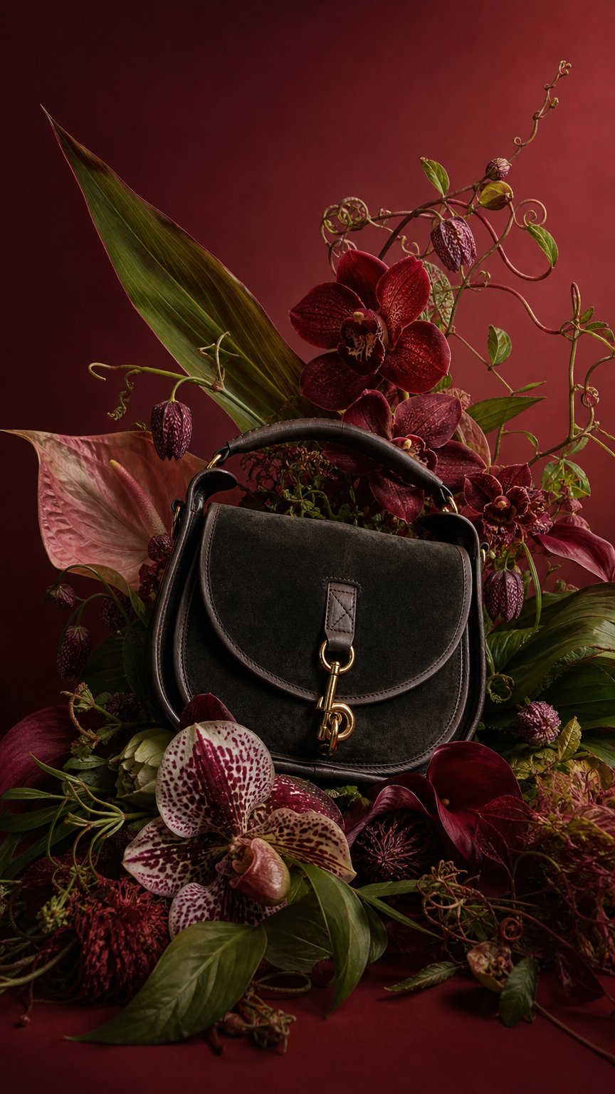 AI product shot of Burberry Green Leather Handbag