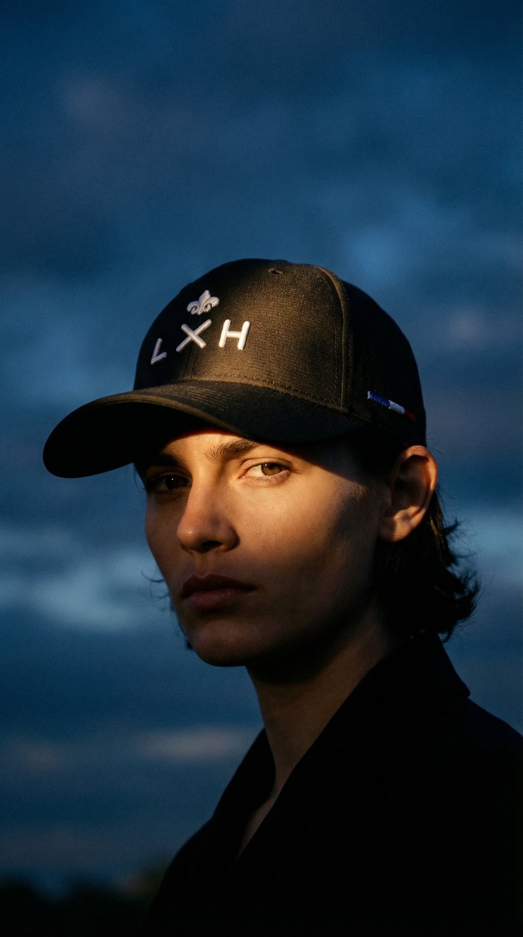 AI product shot of Black Nylon “Heritage” Cap