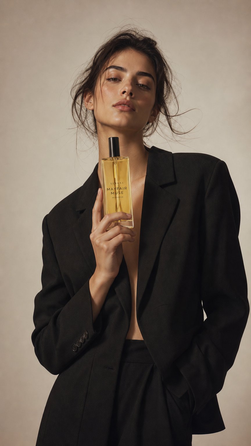 AI product shot of Mayfair Muse Eau de Parfum (45ml & 2ml)