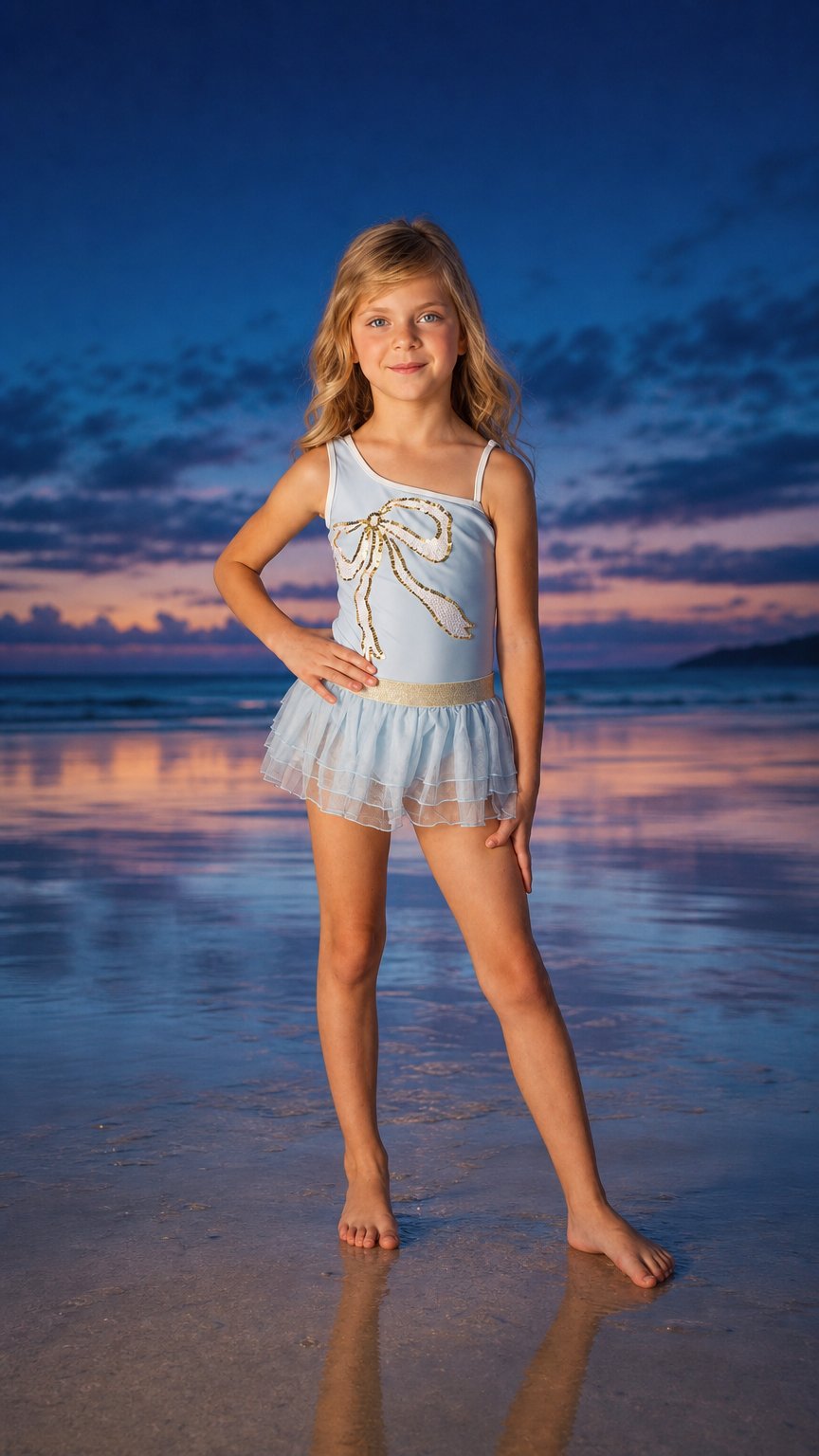 AI product shot of Blue Bow Girls Flip Sequin One Piece & Tutu Swim Set 3t-10