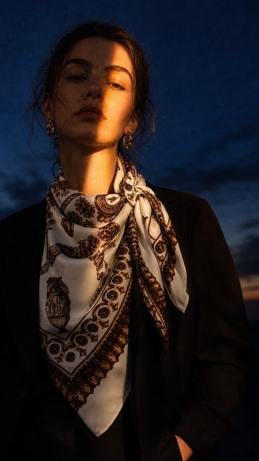 AI product shot of MIDAS scarf